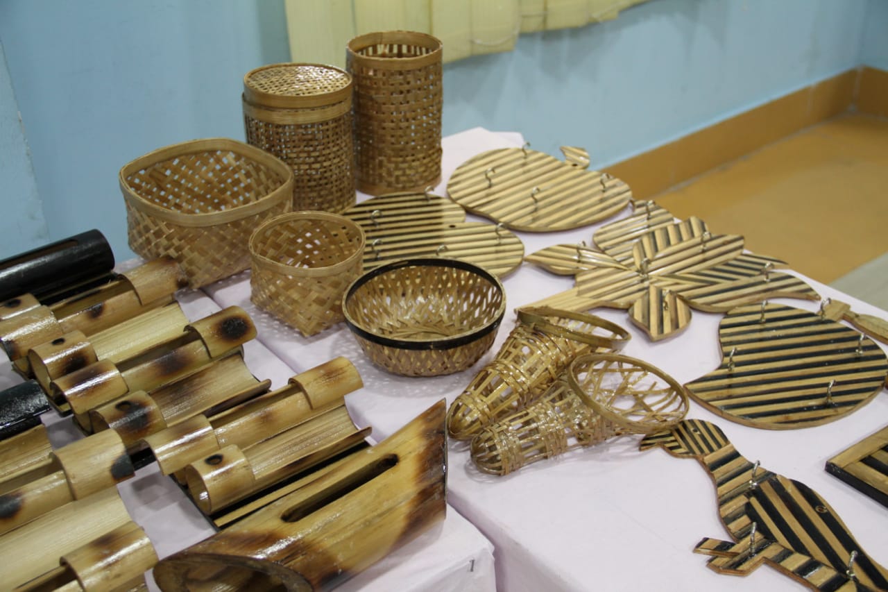 Display of Bamboo products made by the trainees
